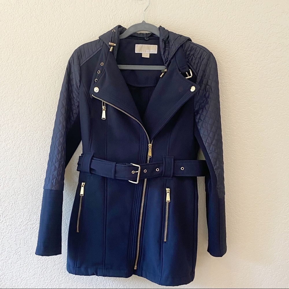 Michael Kors Hooded Belted Fleece Lined Coat